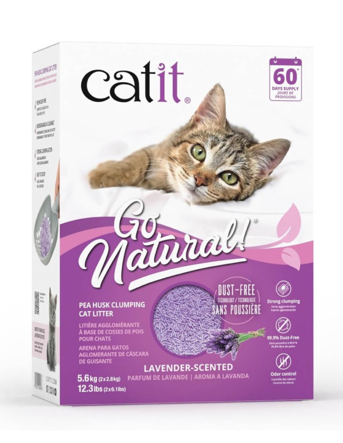 Catit Go Natural! Arena ECO de Cáscara de Guisante + Lavanda 2x7L - para  gatos
