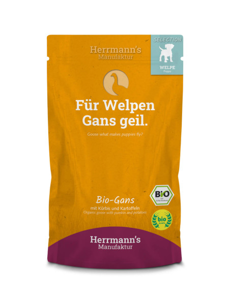 HERRMANN'S Ganso y Espinacas 150g - Comida Húmeda BIO para CACHORROS
