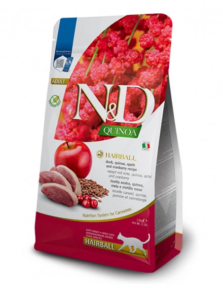 FARMINA ND Quinoa Hairball - Pato y Arándanos 1,5kg - Pienso para Gatos