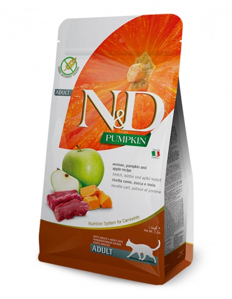 Caducidad: 07/11/2026 | FARMINA ND Pumpkin - Venado, Calabaza y Manzana 5kg - Pienso para Gatos