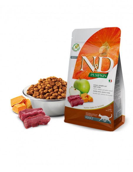Caducidad: 07/11/2026 | FARMINA ND Pumpkin - Venado, Calabaza y Manzana 5kg - Pienso para Gatos