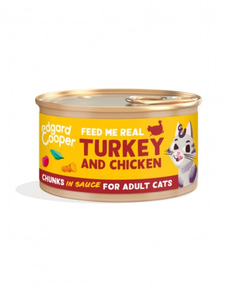 Edgard & Cooper Trocitos de Pavo y Pollo con Arándanos 85g - Comida Húmeda para Gatos
