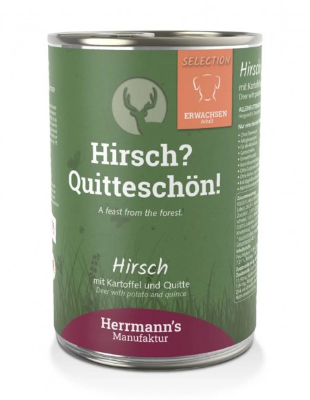 HERRMANN'S Ciervo, Patata y Membrillo 400g - Comida Húmeda para Perros