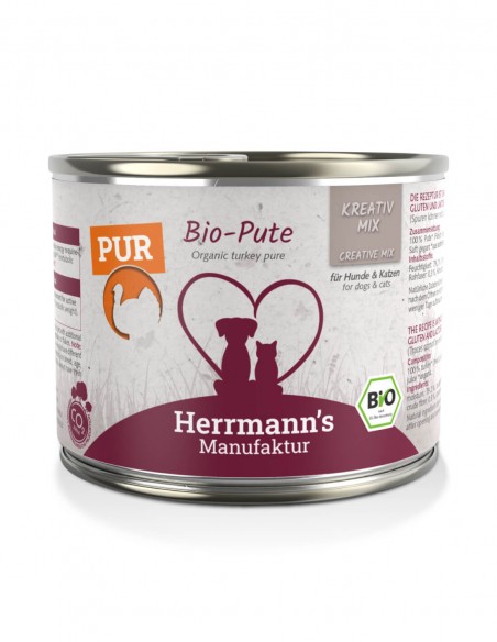 HERRMANN'S BIO PURE Pavo 200g - Comida Húmeda para Perros y Gatos