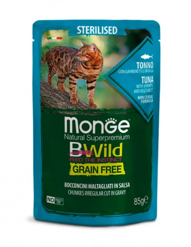 MONGE Bwild Atún, Gambas y Judías Verdes 85g -...