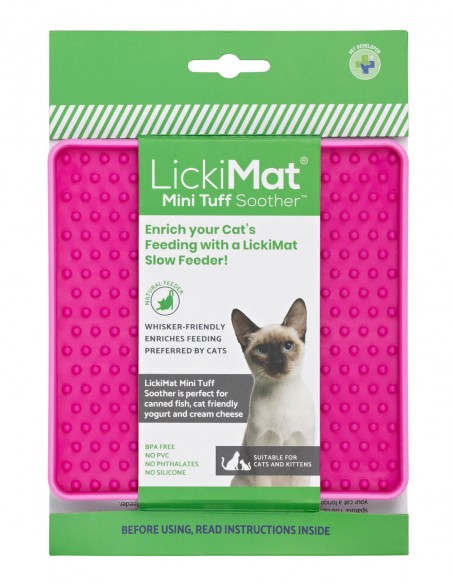LickiMat MINI Tuff Soother Rosa - Comedero Antivoracidad para Gatos