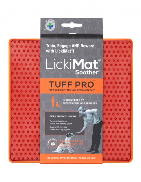LickiMat TUFF Soother Pro Naranja - Comedero Antivoracidad para Perros