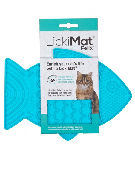 LickiMat Felix Turquesa - Comedero Antivoracidad para Gatos