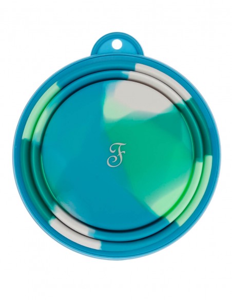 Comedero Plegable para Viajes Arcoiris Azul M - Para Perros y Gatos