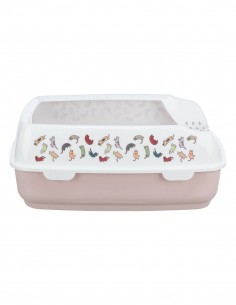 Bandeja Higiénica Delio con Borde Rosa Blanca - Para Gatos 2