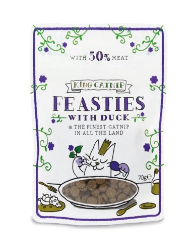 KING CATNIP Feasties con Pato 70g - Snacks para...