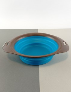 Comedero de Viaje Plegable con mosquetón Azul L 2