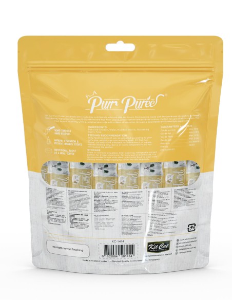 KIT CAT PurrPuree Value Pack Pollo y Fibra 40x15g - Control Bolas de Pelo