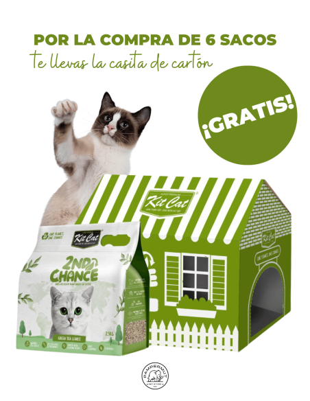 Kit Cat Second Chance - Arena de Hojas de Té Verde, Guisante y Yuca 2,5 KG