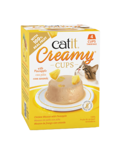 Catit Creamy CUPS Mousse de Pollo y Piña 4x25g - Para Gatos