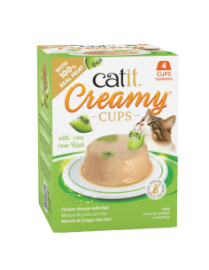 Catit Creamy CUPS Mousse de Pollo y Kiwi 4x25g - Para Gatos