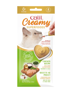 Catit Creamy Superfood Pollo, Coco y Kale 4x10g - Para Gatos
