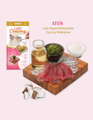 Catit Creamy Superfood Atún, Coco y Wakame...