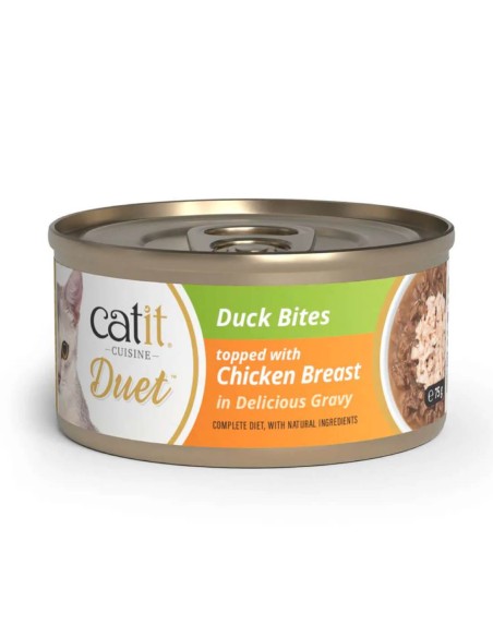 Catit Bites Duet Trocitos en Salsa de Pato con Pollo 75g - Para Gatos