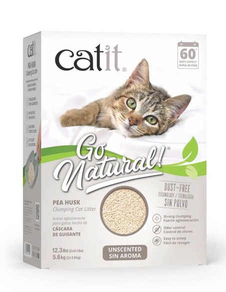 Catit Go Natural! Arena ECO de cáscara Guisante | SIN Aroma 2x7L - Para Gatos