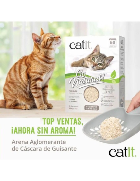 Catit Go Natural! Arena ECO de cáscara Guisante | SIN Aroma 2x7L - Para Gatos