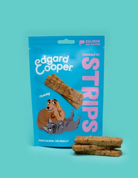 Edgard & Cooper Tiras Salmón, Pollo, Mango y Fresa 75g - Snacks para Perros