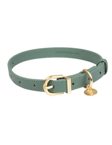 FuzzYard LIFE Collar Cuero Myrtle Green S - Para Perros