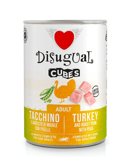 DISUGUAL WET Cubes Pavo, Cerdo asado y Guisantes 400g - Para Perros