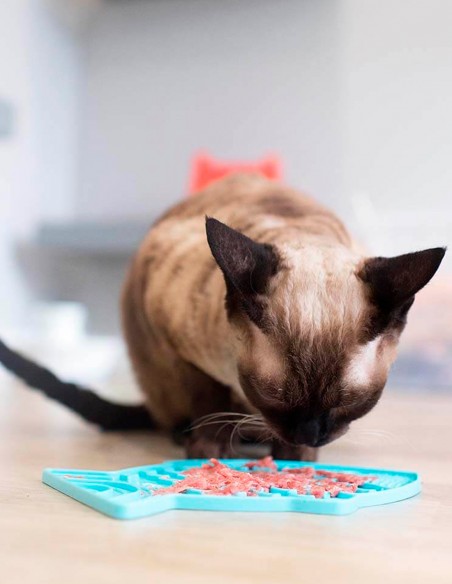 LickiMat Felix Turquesa - Comedero Antivoracidad para Gatos