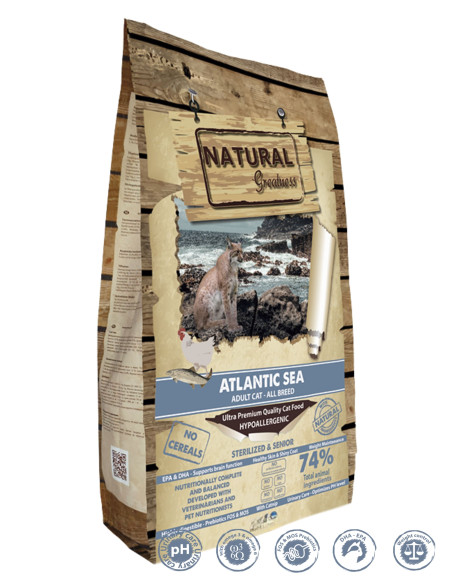 NATURAL GREATNESS Atlantic Sea Salmón, Pollo y Manzana 5kg - Pienso para ESTERILIZADOS & SENIOR