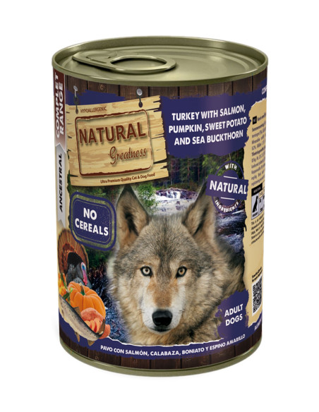 NATURAL GREATNESS Pavo con Salmón, Calabaza y Espino amarillo 400g - Para Perros