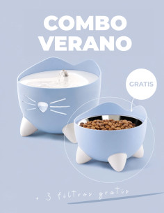 Catit COMBO PIXI Azul: Fuente + Comedero + 3x Filtros GRATIS