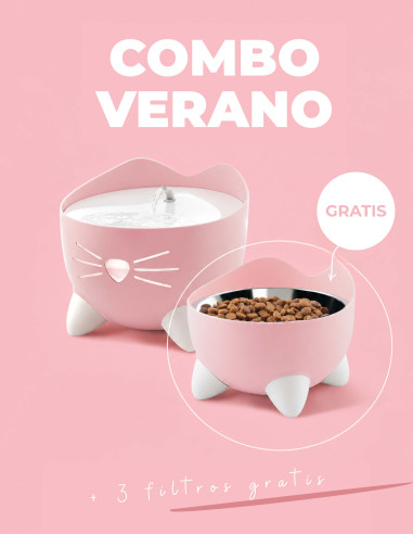 Catit COMBO PIXI Rosa: Fuente + Comedero + 3x...
