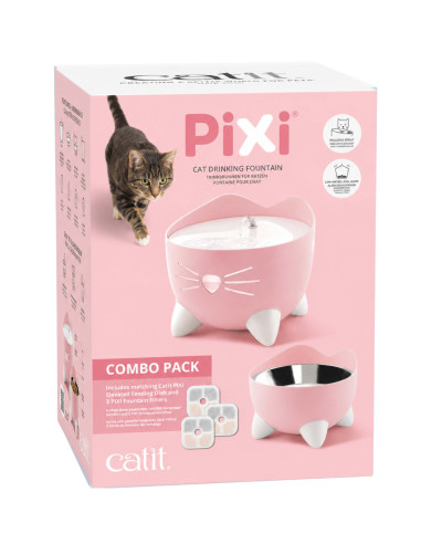 Catit COMBO PIXI Rosa: Fuente + Comedero + 3x...