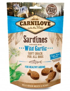 CARNILOVE Sardina y Ajo 200g -  Snack Semihúmedo para Perros