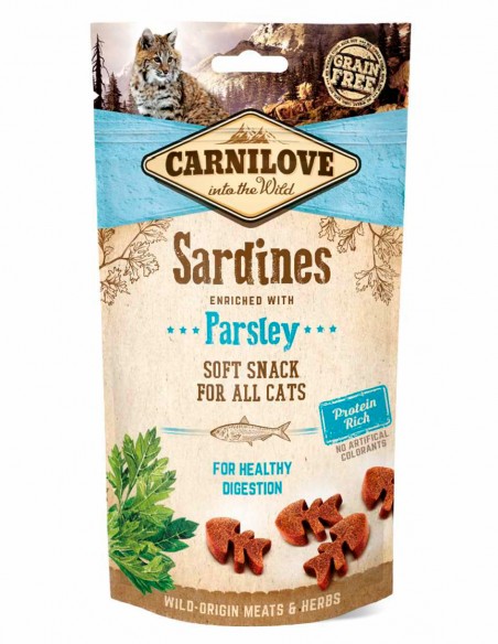 CARNILOVE Sardinas con Perejil 50g - Snack Semihúmedo para Gatos