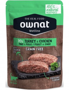OWNAT Wetline Pavo y Pollo 85g - Comida Húmeda para Gatos