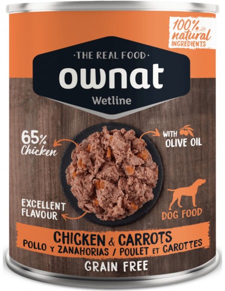OWNAT Wetline Pollo y Zanahoria 395g - Comida Húmeda para Perros
