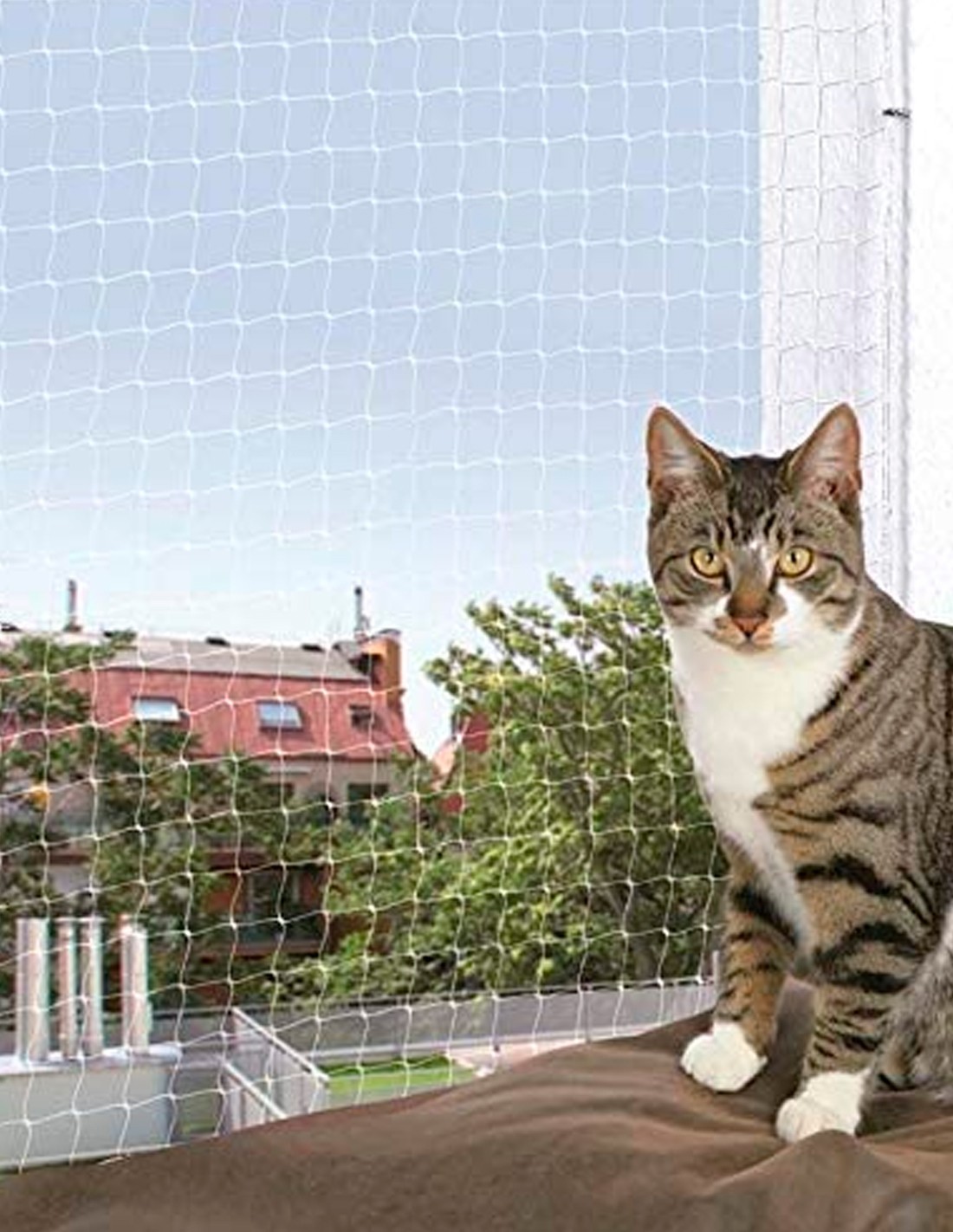 Size:1x5m Red protectora para gatos Red de seguridad para la prevención de caídas Decoración al aire libre Red de seguridad para balcones Red de nailon Anticaída Red de 10 cm Cuerda de 6 mm 