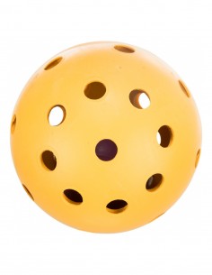 Pelota de goma natural con agujeros y cascabel 7 cm
