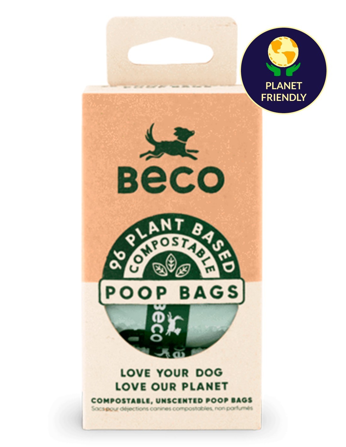 Beco Pack 96 Bolsas Compostables Vegetales para la recogida de heces