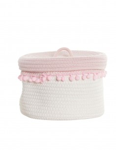 Cesta de Algodón con tapa Rosa 26x20cm - Organización
