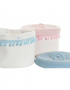 Cesta de Algodón con tapa Rosa 26x20cm - Organización 2