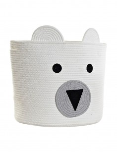 Cesta de Algodón Perrito Blanco y Gris Grande 42x36cm -...