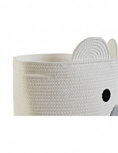 Cesta de Algodón Perrito Blanco y Gris Grande 42x36cm -... 2