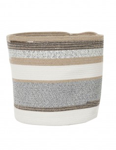 Cesta de Algodón Natural Blanca, Beige y Gris Grande...