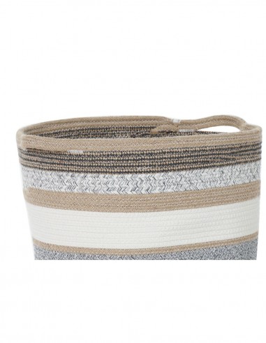 Cesta de Algodón Natural Blanca, Beige y Gris...