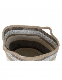 Cesta de Algodón Natural Blanca, Beige y Gris Grande... 2