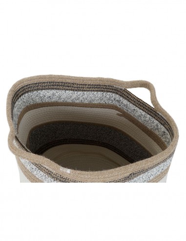 Cesta de Algodón Natural Blanca, Beige y Gris...