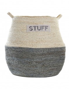 Cesta de Fibra Gris y Beige Grande 40x37cm - Organización